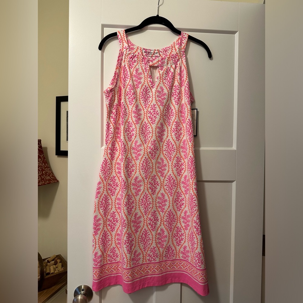 Amelia Quin dress, size S, pink, orange and white, sleeveless
